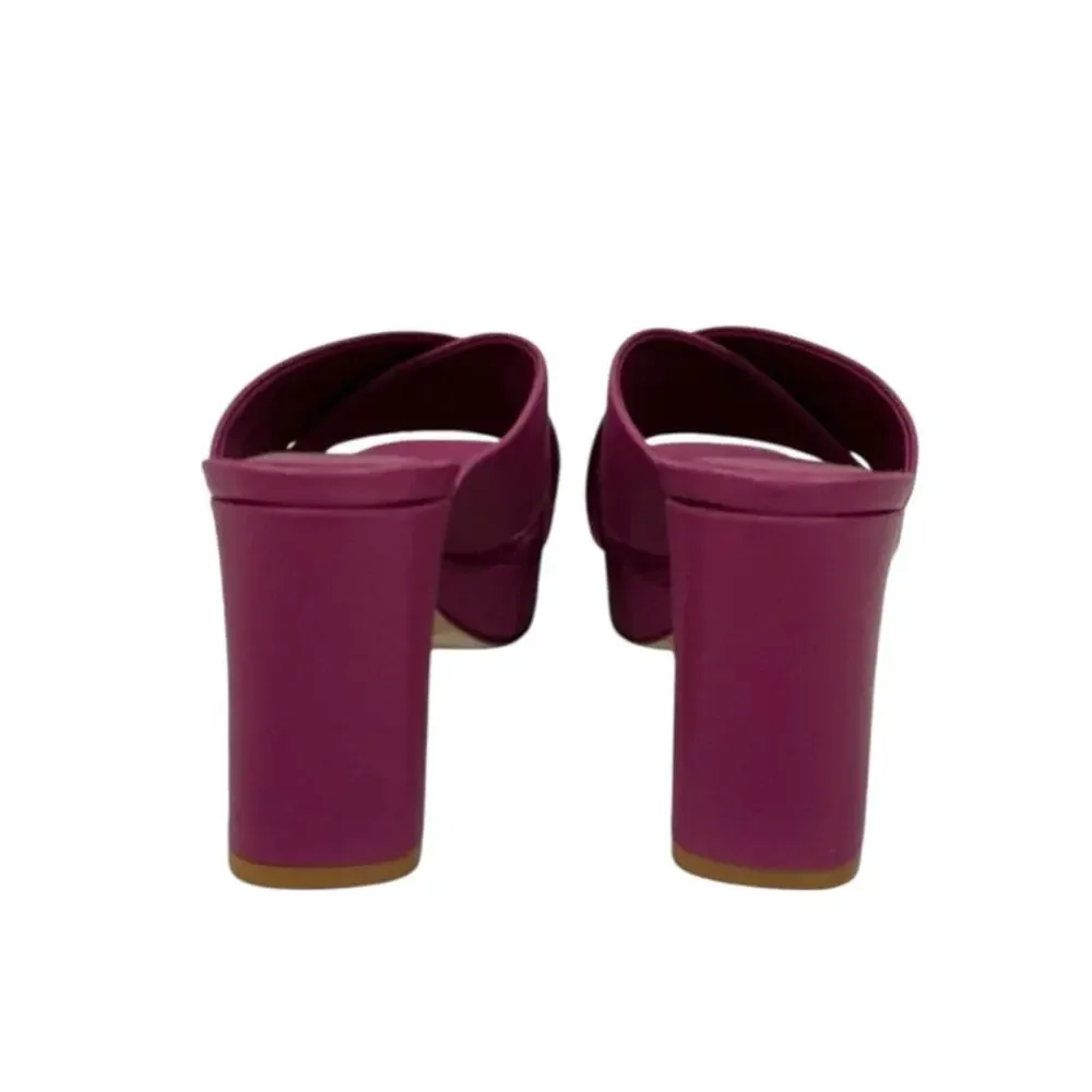 Charlotte Stone Sylvia Platform Mules Grape Purple Leather Heels Size 9 - Picture 7 of 10